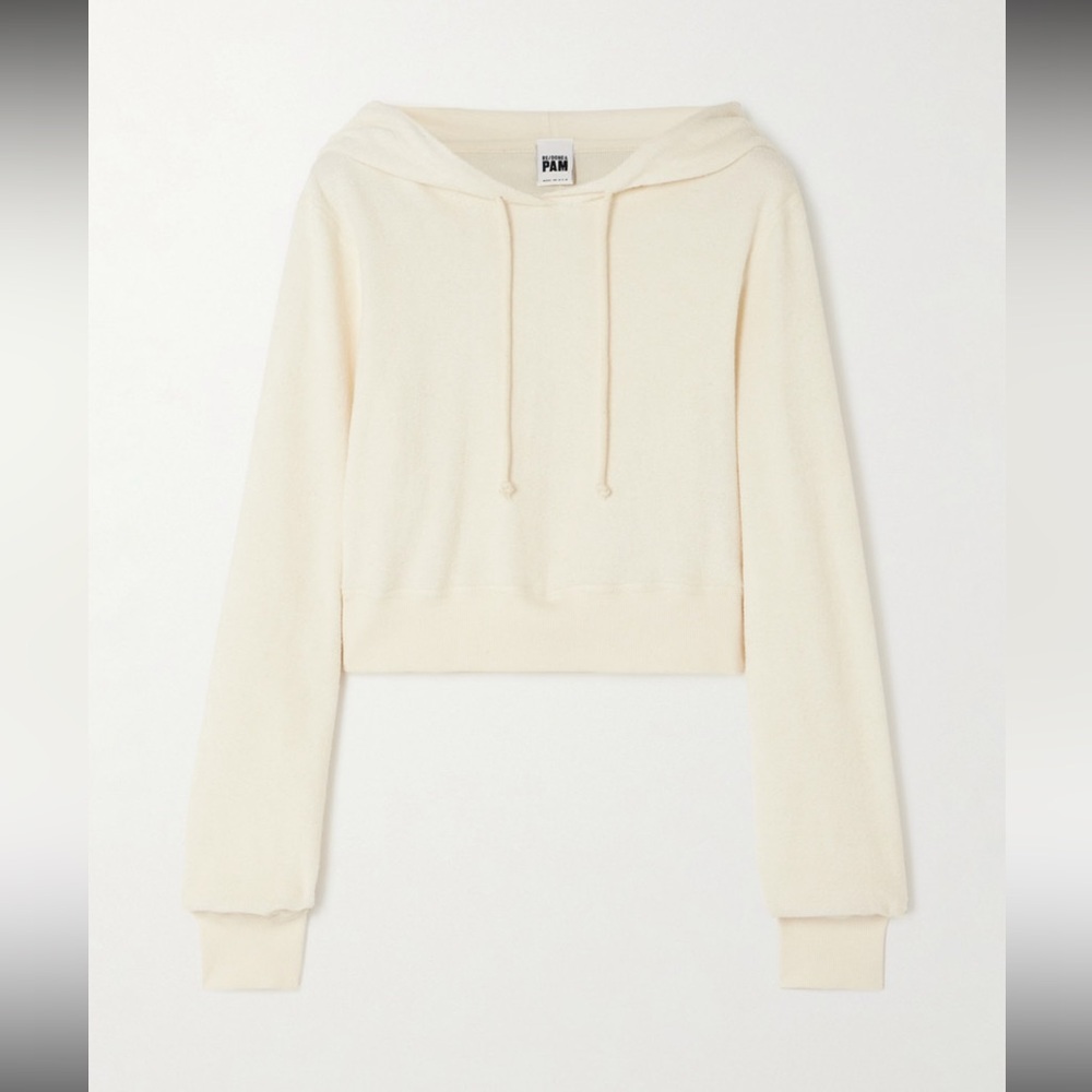 Re/Done + Pamela Anderson Cropped Cotton-Terry Hoodie
